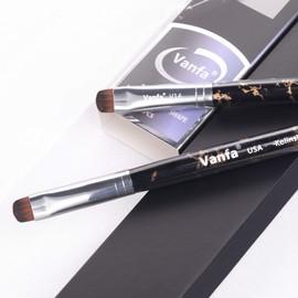 Vanfa French Brush for Nails, Gel Nail Brush, Clean up brush, Nail Art Brush with Kolinsky Hair (V14 - Pack of 2)