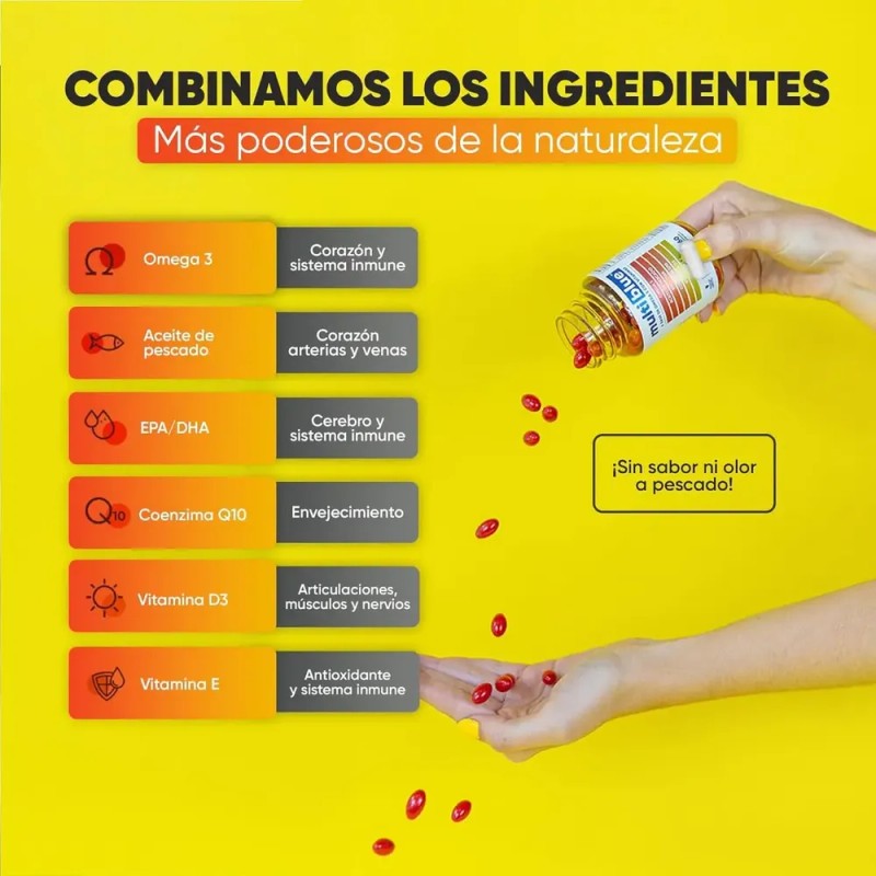 Multiblue Omega 3 Con Vitaminas 60 Cápsulas Epa Dha D3