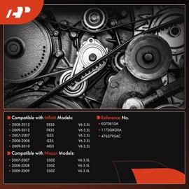 A-Premium 11720JK20A Engine Serpentine Drive Belt Compatible with Infiniti G35 2007-2008, M35 2009-2010, FX35 2009-2012, EX35 2008-2012 & Nissan 350Z 2007-2009, V6 3.5L