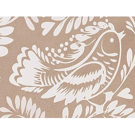 Rustic Pearl Collection KRAFT BIRD ON BRANCH WRAPPING PAPER, 24" x 20 FT ROLL - Whimsical White Birds on Kraft