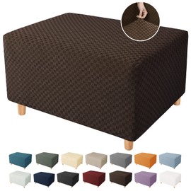 YEMYHOM Ottoman Cover Latest Jacquard Design High Stretch Folding Storage Footstool Protector Rectangle Removable Slipcover (Ottoman Large, Dark Coffee)