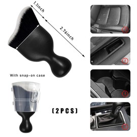 Dickno 2PCS Car Interior Dust Brush, Soft Scratch Free Auto Detailing Brushes, Universal Vehicle Interior Cleaning Tool for Automotive Dashboard, Air Vents, Leather (Black & White)