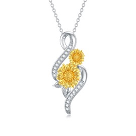 ZBA Natural Diamond Sunflower Necklace for Women 925 Sterling Silver Sunflower Infinity Pendant My Sunshine Jewelry Birthday Christmas Gifts for Her Mom Daughter Sister Wife Grandma Girlfriend 20 inches
