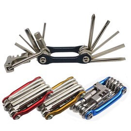 Senven 11-in-1 Portable Folding Bike Repair Tool, Multi-Function Bike Repair Tool, Mini Bike Repair Tool Lightweight Compact Stainless Steel Bike Repair Tool - Black