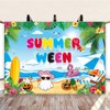 Happy Summerween Backdrop Spooky Skull Summer Beach Background