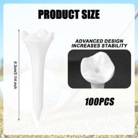 BOXOB 100pcs Plastic Golf Tees, Length 4-Prong White Bulk Golf Tees High Visibility Practice Training Accessories Replacement Parts Attachment for Irons Par Threes Driving Range