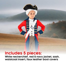 Morph - Revolutionary War Costume Kids - Colonial Costume Boys - British Red Coat Costume - Napoleon Costume Kids L