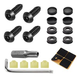 ZIMISI Anti Theft Car License Plate Screw, M6 (1/4") Stainless Steel Tag Plate Fastener Bolt, Rustproof Tamper Proof License Frame Cover Mounting Hardware for Front Rear Frame Holder (Black, 4Sets)