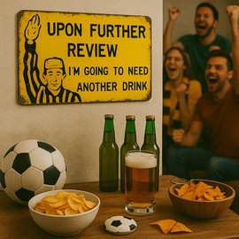 Funny Tin Football Sign for Home, Garage, or Sports Bar Decor - After Further Review I Need Another Drink (8inx12in/20cm*30cm)
