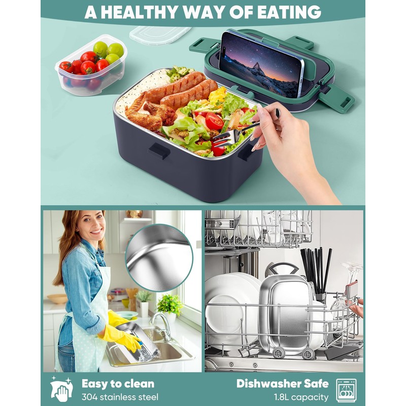 Eocolz Electric Lunch Box Food Heater Warmer 100W, 1.8L Portable