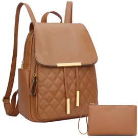 KKXIU Trendy Leather Backpack Purse for Women and Ladies Shoulder Travel Daypacks Bags, Y-brown, Medium, Backpack&purse