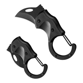 Makloee Small Stainless Steel Keychain, 2-in-1 Multi-Function Tool Portable Foldable Keyring Cool Carabiner Key Chain Pocket Keychain for Camping Hiking Fishing and Outdoor (Black)