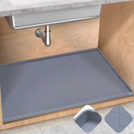 TRZZ TRZZ Silicone Waterproof Under Sink Mat 34" x 22", Drip Tray and Cabinet Liner for Kitchen and Bathroom, Prevents Water Damage and Organizes Cabinets (Grey)