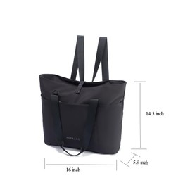 PAPAZAU 3-In-1 Women Tote Bag, Large Shoulder Tote Bag Handbag, Convertible Tote Backpack for Work, Travel (Black), Black, Large