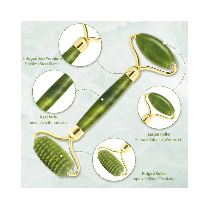 Rodillo De Masaje Facial De Jade Gua Sha Rejuvenece Kit