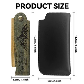 CHGCRAFT Mountain Peak Folding Wooden Comb Foldable Beard Comb Carved Wooden Combs Fine Tooth Hair Combs with Imitation Leather Protective Cover for Men Grooming Mustaches Head Hair Husband Gift