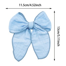 2PCS Blue Hair Bow Clips, Bow Knot Hairpins Elegant Cotton Linen Alligator Clip Fashion Festive Hair Barrettes Accessories for Women Girls