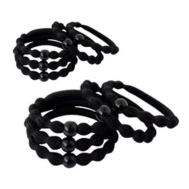 Kawlxpp 3X Stronger Hair Ties - 10-Pack Damage-Free Elastics for All Hair Types, Workouts & Daily Use | Non-Snap, Retain Shape (Black, Medium)