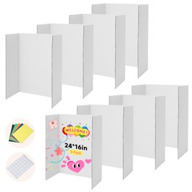 EARTHSON 8 Pack Trifold Presentation Board, 24" x 16" Portable Poster Board, White Corrugated Display Board for School, Business Projects, Event Displays, Science Fairs