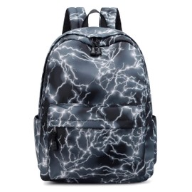 Ecohaso 15.6Inch Starry Lightning Stylish Backpack Travel Rucksack School Bags for Teenager Girls Boys Students Outdoor Hiking Camping Weekend Backpack (Black)