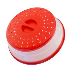 Collapsible Microwave Splatter Cover, Microwave Plate Cover With Steam Vent(8.5 IN,red)