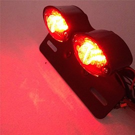 SMT-Universal Cat Eye Custom Tail Brake License Plate light BLACK SMOKE [B00RUE3CPE]