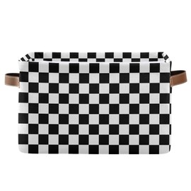 Emelivor Checkerboard Plaid Storage Basket Bins Foldable Decorative Storage Box Laundry Hamper Baskte Storage for Pet Books Clothes Makeup Closet Office,1 pcs