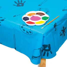 Baker Ross blue plastic tablecloth/ splash mat