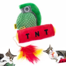 Cat Toys TNT and Grenade Value 2-Pack, Catnip Toys for Cats of All Breeds, Cat Toys for Indoor Cats, Kitten Toys, Action Themed Fun with Crinkle, Jingle Sound and Feathers for Kicking, Biting, Chewing