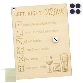 DOWNDRIFT Left Right Drink Drinking Game, Fun Dice Plates and Dice Bags, Drinking Game Boards, Adult Drinking Game, Left Right Centre, Funny Board Game, Party Game for Adults