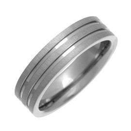Theia Titanium Flat Court Shape Matt with Two Polished Grooves 6mm Ring - Size W