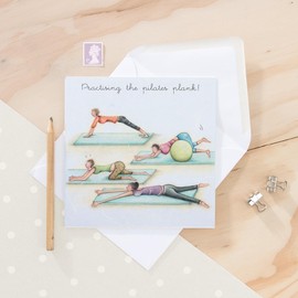 Berni Parker Pilates Birthday Card - Practising the Pilates Plank