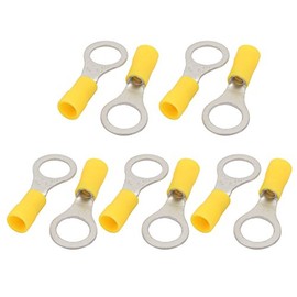 IIVVERR 10pcs RV5.5-10 Pre Insulated Ring Crimp Terminal Connector Yellow for AWG 12-10 Wire (10pcs RV5.5-10 Pre Insulated Ring Crimp Terminal Connector Yellow for AWG 12-10 Wire