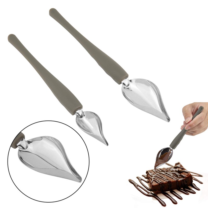 LUTER Pack of 2 Precision Culinary Drawing Decorating Spoons, Stainless