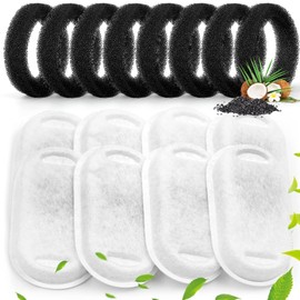 Cat Water Fountain Filters for Stainless Steel 67oz/2L Adjustable Water Flow Pet Fountain, 8 Pack Pet Replacement Filters with 8 Sponges