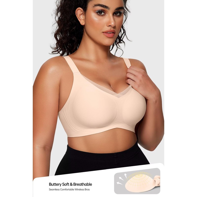 Vertvie Wireless Bras for Women Comfortable Supportive Mesh Crossover Bras