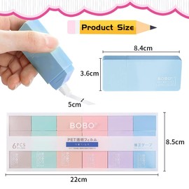 MCSQK Correction Roller Mini, 6 Pieces Correction Mouse Aesthetic, 6 m x 5 mm Correction Tape Kawaii Set, Correction Roller Mouse, Correction Tape Roller for Students, Children, Office, Home, Office,