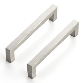 Ravinte 10 Pack 5 Inch Kitchen Square Cabinet Handles Satin Nickel Pulls Brushed Nickel Kitchen Cabinet Hardware Handles for Cupboard Drawer Pulls