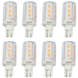 BAYSHE T10 Wedge Base LED Light Bulb 3watt Equivalent to 30W Halogen 12VAC/DC for Camper RV Tailer Outdoor Landscape Patio Path Driveway Malibu Paradise Lighting(2700K Warm White)-8 Pack