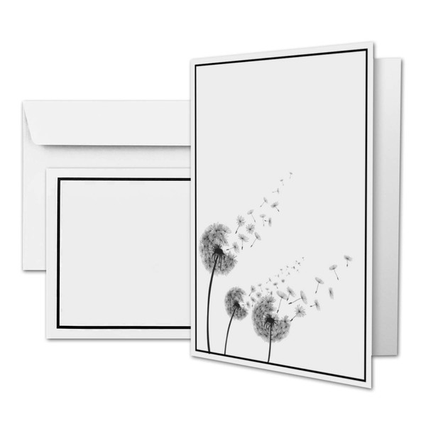 25 x Sympathy Cards DIN A6 Dandelions Motif + Mourning