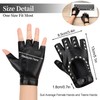 Newellsail 2 Pairs Punk Gloves Fingerless Women PU Leather Half