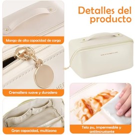 Bolsas de Aseo para Mujeres para Vacación Baño y Viajes Crema | Gran capacidad, organizador de cosméticos con bolsillo húmedo para artículos de tocado