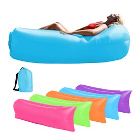 Inflatable Couch Lounger Sofa for Camping, Beach, Outdoor - Lightweight Air Blow Up Chair with Carry Bag, Quick Inflation & Deflation for Adults (Blue)