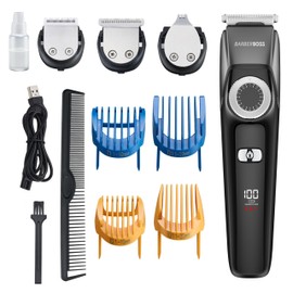 BarberBoss 3-in-1-Gesichtspflege-Set, Herren-Pflegeset, Haarschneidemaschine für Herren, Bartschneider für Herren, Haarschneidemaschine für Herren, Haar-, Bart- und Detailpflegeset, 100% wasserdicht