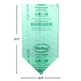 BioBag (USA), The Original Compostable Bag, 3 Gallon, 300 Total Count (12 Boxes of 25 Count), 100% Certified Compostable Kitchen Food Scrap Bags, Kitchen Compost Bin Compatible