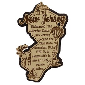 USA New Jersey State Map Wooden Magnet Souvenir Fridge Magnet Gift