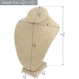 Ikee Design 2 Pcs Linen Necklace Chain Jewelry Bust Display Holder Stand, Necklaces Display Necklace Mannequin, Necklace Bust, Jewelry Bust Stand, 8 W x 4.25 D x 11.25 H in