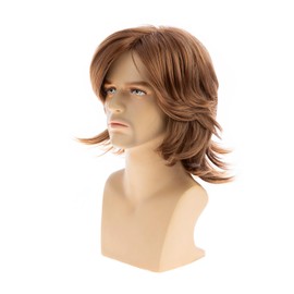 Men's Short Curly Wig Brown Fluffy Cosplay Costume Hair Wig