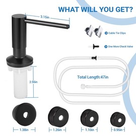 Kitchen Hack Under Sink Dish Soap Dispenser with 47" Tube Hose and Check Valve for Prevent Backflow - Home Goods, White:_Tube Kit with Upgraded pump head (Gold)
