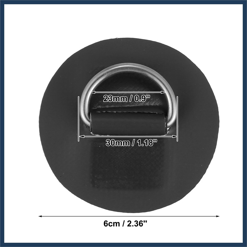 INFINAUTO 6pcs 6cm Black D Ring Patch PVC Stainless Steel